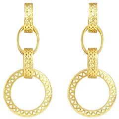 Ray Griffiths Gold Half Hoop Two Tier Earrings