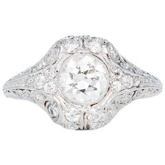 Incredible Art Deco 1.05 Carat Diamond Platinum Engagement Ring