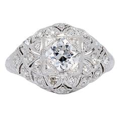 Spectacular Edwardian GIA Certified Diamond Platinum Engagement Ring