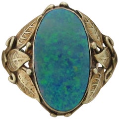 Antique 3.0 Carat Boulder Black Opal Arts and Crafts Ring