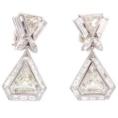 Important Large Diamond Platinum Earrings