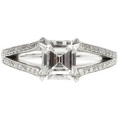 Peter Suchy Asscher Cut Diamond Split Shank Platinum Engagement Ring 10