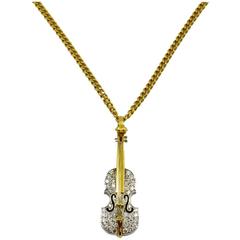 Vintage Diamond Encrusted Cello Necklace