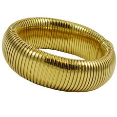Italian 14k Yellow Gold Wide Flexible Bracelet