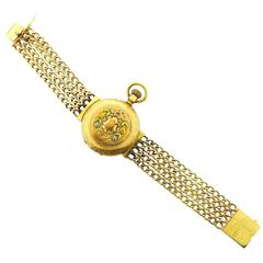Antique Hampden USA Tricolor Gold Hunter-Case Bracelet Wristwatch