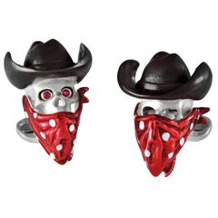 Deakin & Francis Sterling Silver Cowboy Skull Cufflinks 7