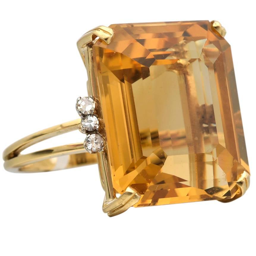 Citrine Diamond Gold Ring