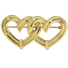 Tiffany & Co. Gold Double Heart Brooch