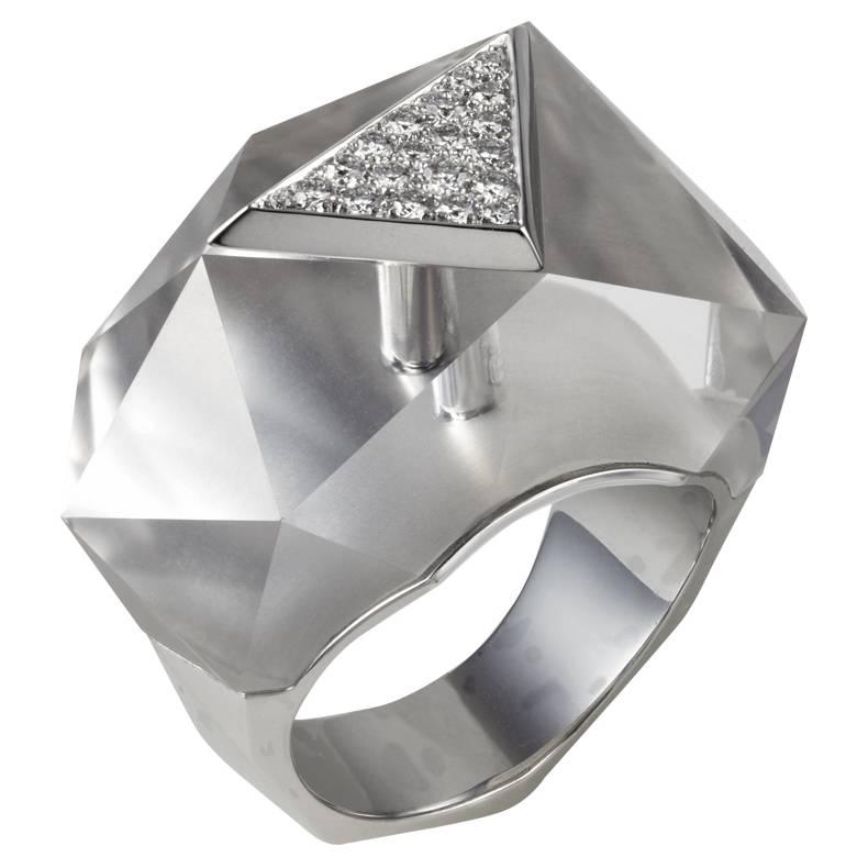 Lorenz Bäumer Légume Facette White Diamonds white Gold Ring For Sale