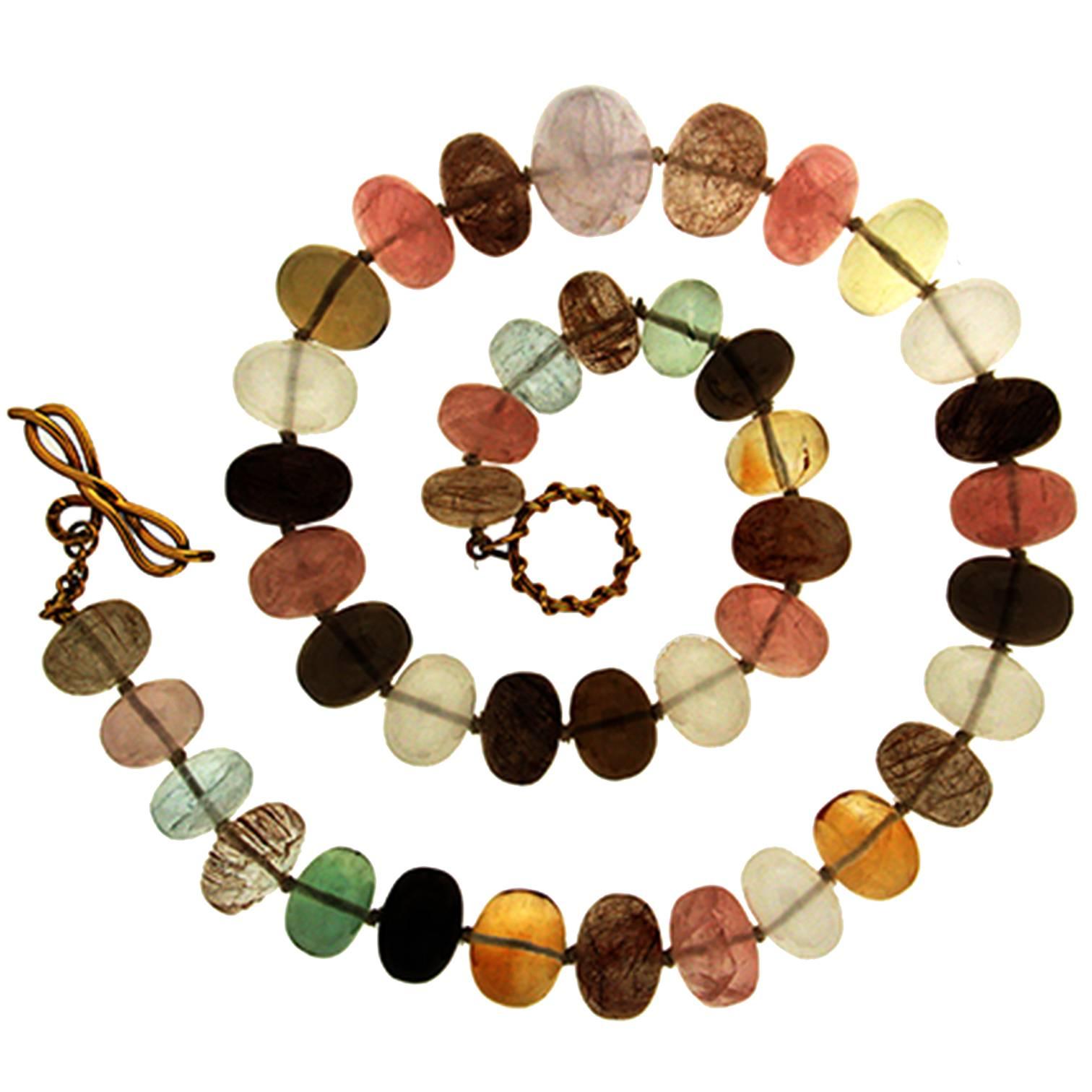 Multi Color Quartz Roundels Necklace