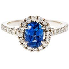 Peter Suchy 1.77 Carat Oval Sapphire Diamond Halo Gold Engagement Ring 11