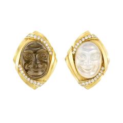 Hammerman Brothers Quartz Moonstone Diamond Ear clips 9