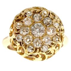 Diamond Open Work Dome Gold Cocktail Ring 9