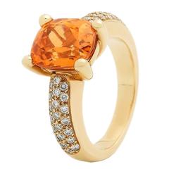 Orange Garnet Antique Cut Ring
