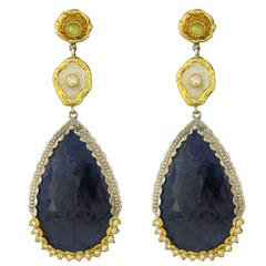 Victor Velyan Sapphire, Diamond and Peridot Earrings