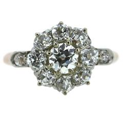 Antique European Cut Diamond Entourage Ring