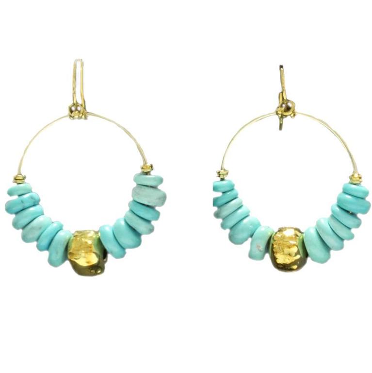 Turquoise Gold Hoop Earrings For At 1stdibs Turquoise Gold Hoop Earrings For