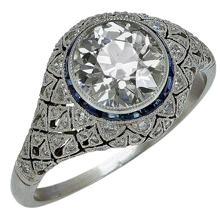 Diamond Sapphire Ring For Sale at 1stdibs