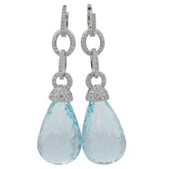 Aquamarine Diamond Gold Earrings