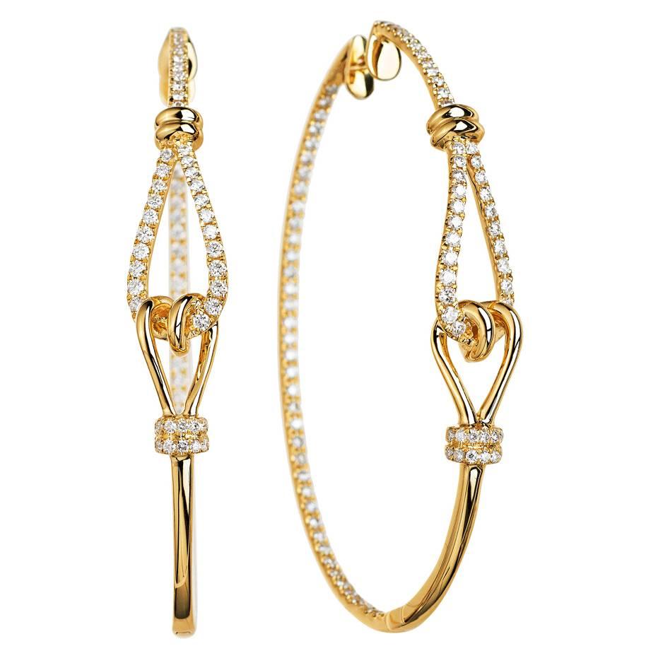 Classic diamond love knot hoop earrings