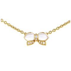 Boucheron Yellow Gold Diamond and Crystal Butterfly Pendant Necklace
