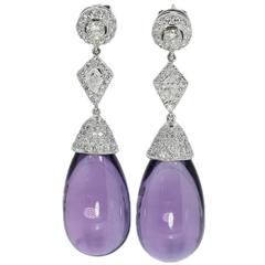 Large Amethyst and Diamond Dangle Earrings 12