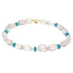 Fulco Gold, Rock Crystal and Turquoise Necklace