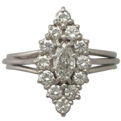 1960s German 1.29 Carat Diamond and White Gold Cocktail Ring 1