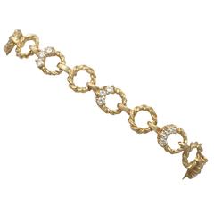 Vintage 1970s 0.81 Ct Diamond and 18 k Yellow Gold Bracelet 8
