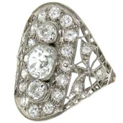 Victorian Platinum Diamond Filigree Ring