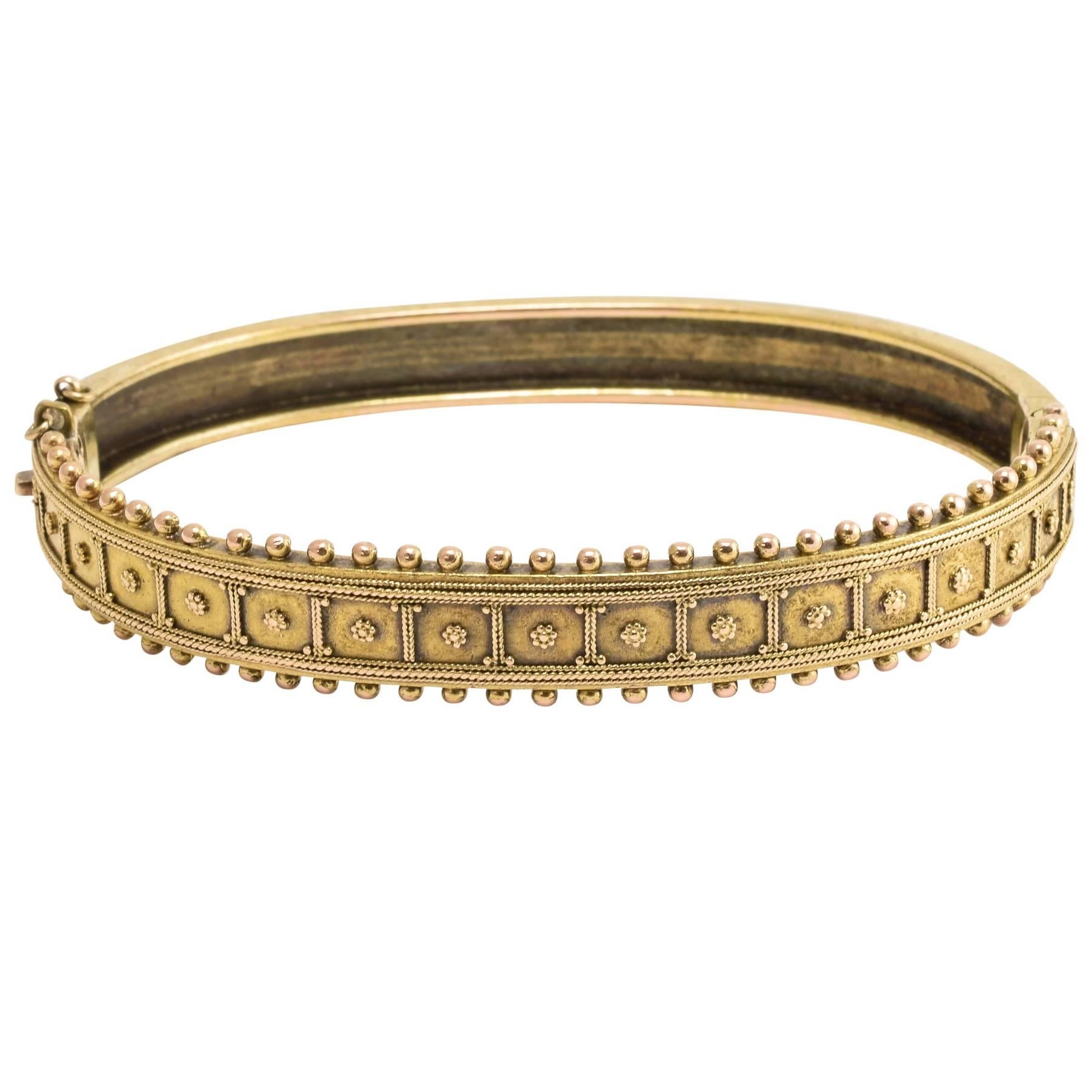 Victorian Etruscan Revival Gold Bangle