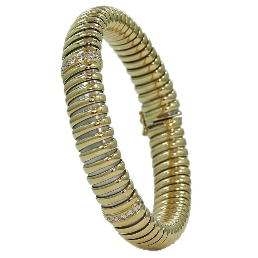 Cartier Two-Tone Ribbed Flexible Bracelet For Sale