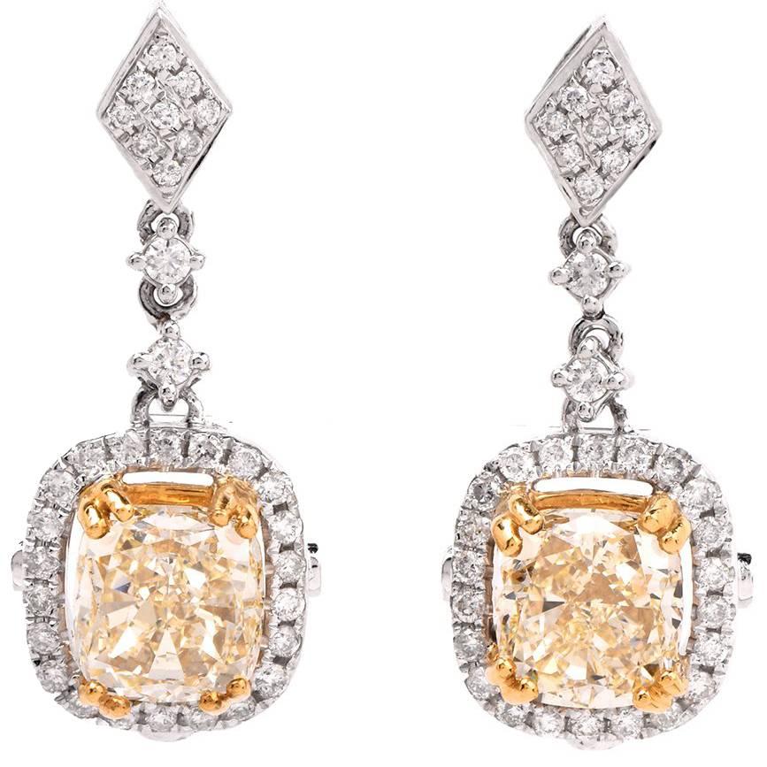 Modern Natural  Light  Diamond  Gold Drop Earrings
