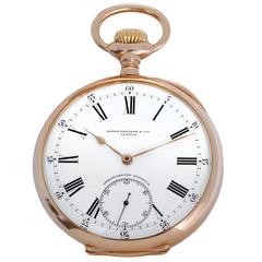 Patek Philippe Yellow Gold Relojoeiros Gondolo Open Face Manual Pocket Watch