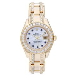 Rolex Ladies Gold Diamond Masterpiece Pearlmaster Automatic Wristwatch 80298