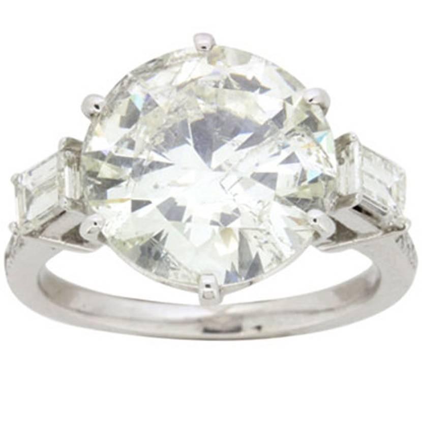 EDR Certified 5.23 Carat Transitional Diamond Solitaire Engagement Ring c.1940s
