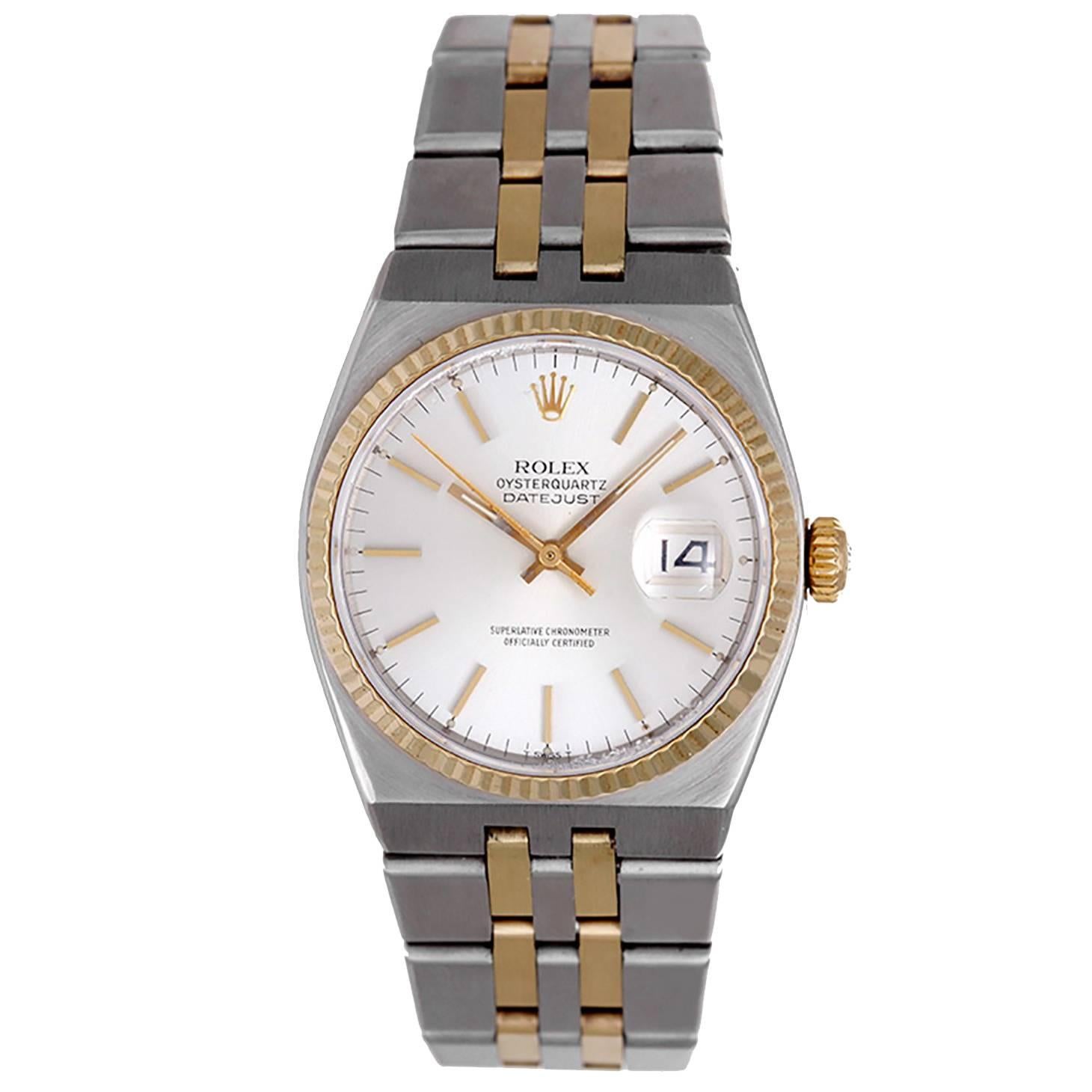 Rolex yellow gold Stainless steel OysterQuartz Datejust Wristwatch Ref 17013