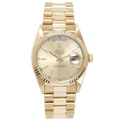 Rolex Yellow Gold Day-Date Champagne Dial President Automatic Wristwatch 18038