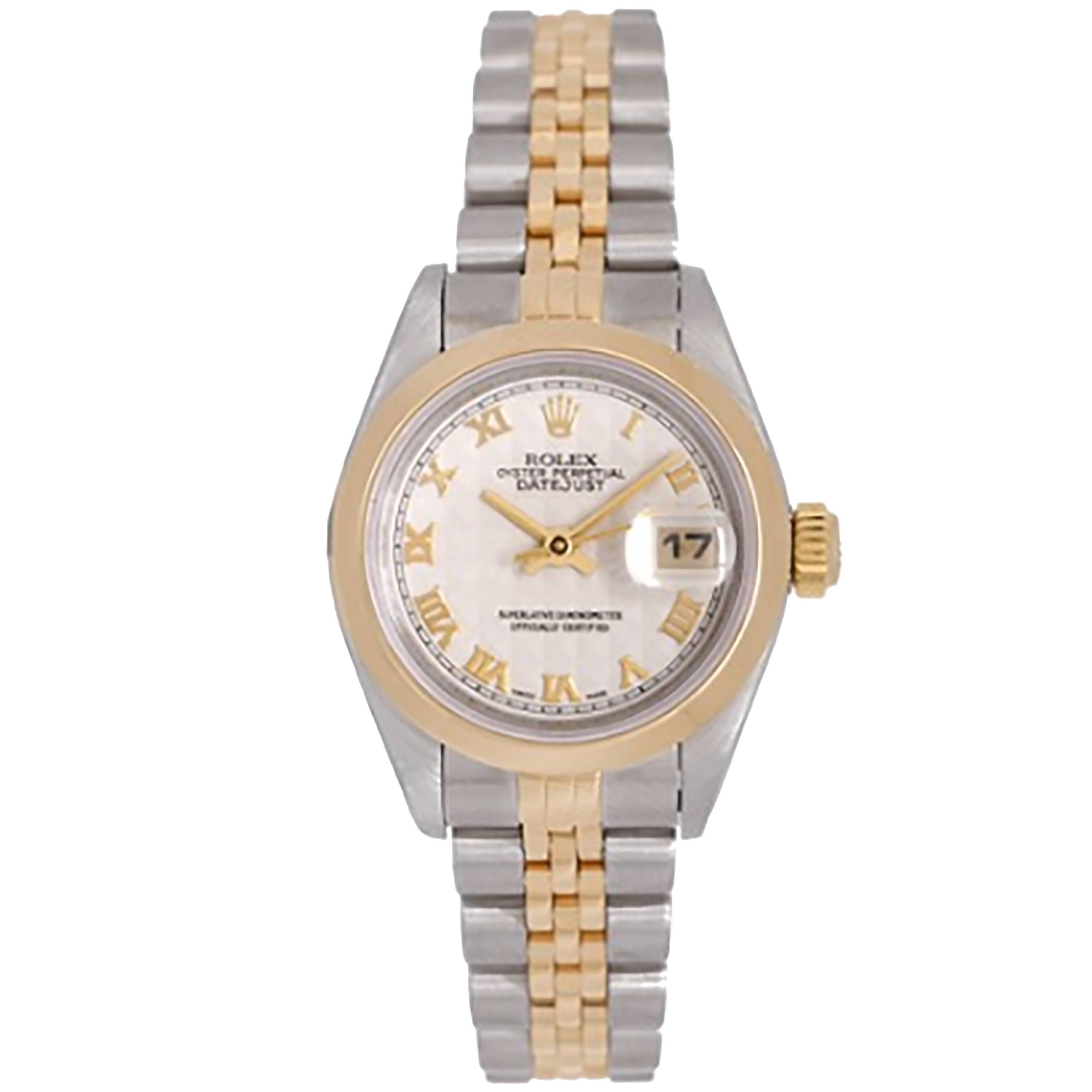 Rolex Ladies Yellow Gold Stainless Steel Datejust Automatic Winding Wristwatch