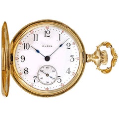 Elgin Ladies Yellow Gold Ornately Engraved Antique Manual Pocket Watch