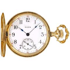 Elgin Ladies Yellow Gold Ornately Engraved Antique Manual Pocket Watch 9