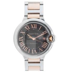 Cartier Rose Gold Stainless Steel Ballon Bleu Large Automatic Wristwatch 