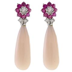 Luise Coral Drop Ruby and Diamond Earrings