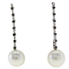 Luise White and black Diamond Pearl Earrings