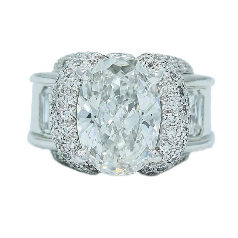 Charles Krypell GIA Reports 5.02 Oval Square Diamond Engagement Ring For Sale