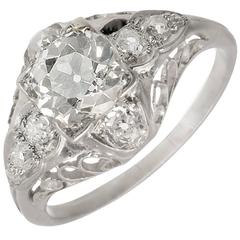 EGL Certified 1.40 Carat Victorian Diamond Filigree Platinum Engagement Ring 4