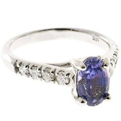 1.60 Carat Blue Violet Natural Sapphire Diamond Platinum Engagement Ring 5