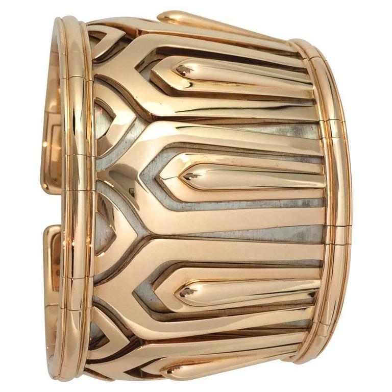 Cartier Two-Color Gold Pharaon Collection Cuff Bracelet at 1stDibs |  cartier egypt, pharaon gold