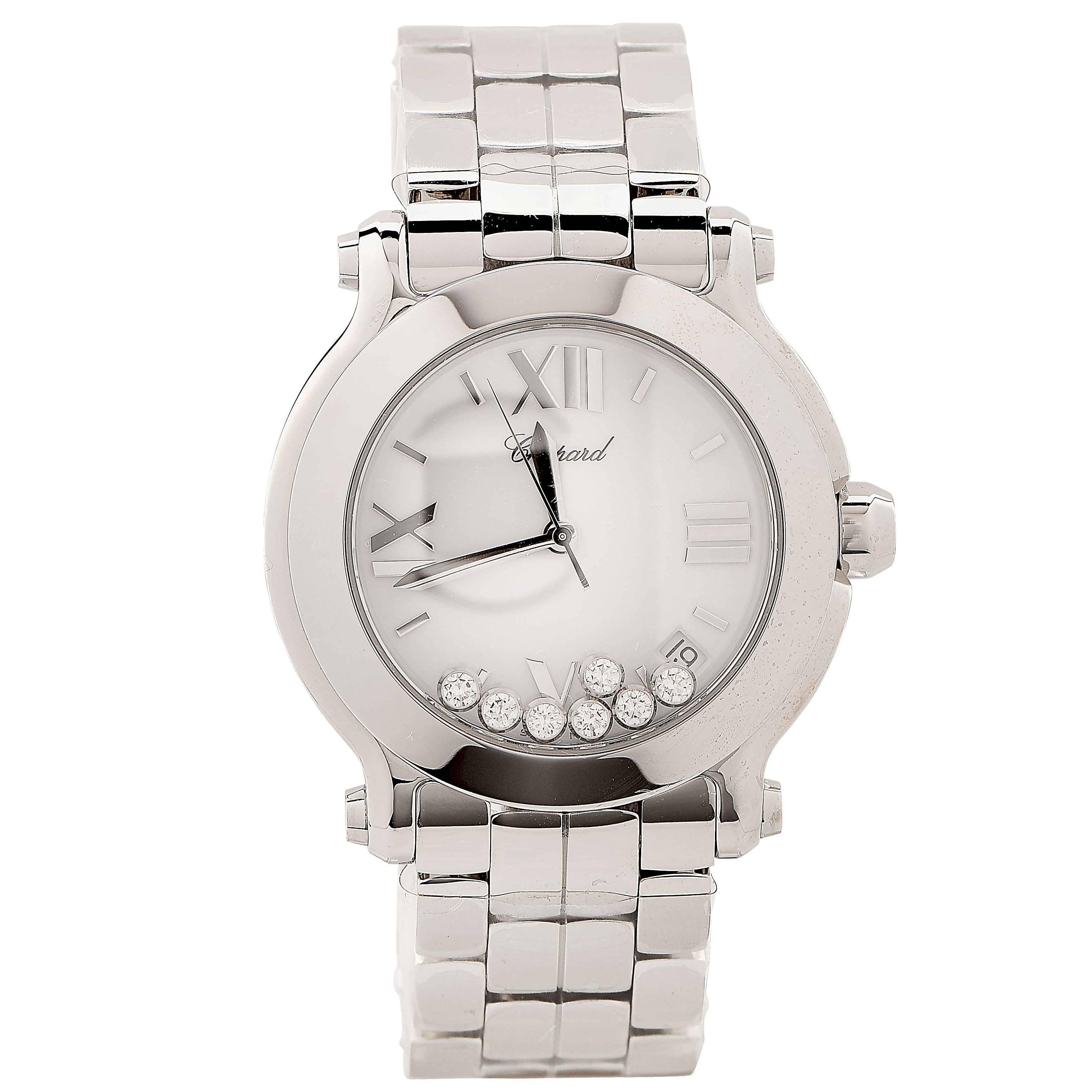 Chopard Ladies Stainless Steel Happy Sport Quartz Wristwatch For Sale