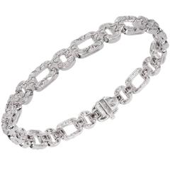 Diamond Bead Set Hand Engraved Gold Bracelet 8
